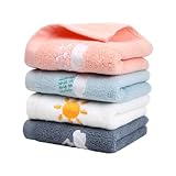 Kinderhandtuchset,4 Stück Kinder Baby Cartoon Handtücher,100% Baumwolle Kinder Handtücher Weiche,Superweich Classic Waschlappen Gesichtstücher,Speicheltuch Trocknend (Reine Farbe)