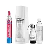SodaStream Wassersprudler TERRA Vorteilspack mit CO2-Zylinder, 2x 1L spülmaschinenfeste Kunststoff-Flasche und 1x 0,5L spülmaschinenfeste Kunststoff-Flasche, Höhe 44cm, Weiß, 1012813490
