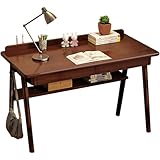 Vockol Schreibtisch mit 2 Schubladen, 120cm Computertisch, Arbeitstisch zum Studieren und Schreiben, Nussbaum Massivholz Schreibtisch, PC-Tisch für Heim und Büro, 120 x 60 x 75 cm, Walnuß