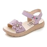 Minbei Kleinkind Baby Mädchen Sandalen Girls Sandals Sommerschuhe für Mädchen Sport Outdoor Peeptoe Mit Klettverschluss Violett Pink 34 CN= 33 EU