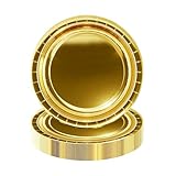 HiEnjoin 50 Stück Golden Pappteller,Gold Kindergeburtstag Partyteller Einwegteller Dessertteller für Graduierung Urlaub Hochzeit Geburtstag Party Baby Dusche Dekorationen