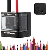 Elektrischer Spitzer, Doppelloch Automatischer Anspitzer für 6-8mm und 9-12mm, Batterie-/USB-betrieben, für Bleistifte, Buntstifte und Wachsmalstifte (Schwarz)