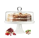 Sendez Glasglocke Kuchenglocke Käseglocke Fuß aus Porzellan Tortenplatte Kuchenplatte