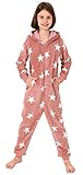 Mädchen Jumpsuit Overall Schlafanzug Pyjama Langarm - Sternenmotiv - 291 467 97 961, Größe:164, Farbe:Rose