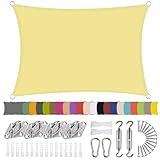 Ziligengsheng Sonnensegel Rechteck Wasserdicht Sonnenschutz Balkon Terrasse mit Montagezubehör PES Polyester 98% UV-Schutz Reißfest Wetterfest für Garten Outdoor,Beige