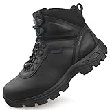 QUNLON Wanderschuhe Herren Leicht Trekkingschuhe Herren Leder Outdoorschuhe Wanderstiefel Herren Wasserdicht Hiking Schuhe Herren trekkingstiefel Walking Schuhe Herren Schwarz-44EU