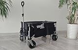 TIREX by xonic® Bollerwagen Faltbar PU XL Rädern aus Vollgummi – Strand & Garten Faltbarer verstellbarem Griff & Fußbremse – Robuster Transportwagen für Kinder & Camping (PU XL Räder, Schwarz)