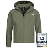 Kirkjubøur® Hestur Herren SOFTSHELLjacke 10.000 mm Wassersäule mit Kapuze und Fleecefutter, atmungsaktiv und wasserabweisend mit Stehkragen, Outdoor (as3, alpha, x_l, regular, regular, Grün)