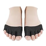4 Paare Zehlinge Füßlinge Socken öffnen fünf halbe Zehensocken Unsichtbare Sportsocken Yoga Socken Vorfußsocken Frauen Rutschfeste Pilates Balletttanz Zehenschutz - Schwarz