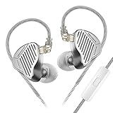 Yinyoo KZ PR1 Kabelgebundene In-Ear-Kopfhörer, Monitor-Kopfhörer mit neuem 13.2 mm Dual-Cavity Planar Dynamic Drvier, DJ-Schlagzeuger (Silber, mit Mikrofon)