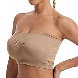 Damen Große Größe Bügelloser Spitze Dünne Seitenbrust Verstellbarer BH Damen Trägerloser Bequemer BH Ohne Bügel Gepolsterte Sport-BHs Frauen Solide Baumwolle Damen BHs, 01-beige, XXL