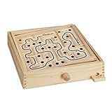 Relaxdays 10023502 XL, Natur Holz Labyrinth Spiel, mit 2 Kugeln, Geschicklichkeitsspiel, Balancespiel, ab 3 Jahren, Brettspiel