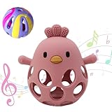 JRYGAC Beißring Baby, Greifball für Babys, Silikon Beißspielzeug Baby, Baby Zahnungshilfe, Beissring Baby, Sensorisches Fäustling Beißspielzeug Geschenke für Neugeborene Kleinkinder, Dunkelrot