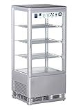METRO Professional Panorama Kühlvitrine GGC2078SV, 42.8 x 38.6 x 96 cm, 78 L, 3 verstellbare Einlegeböden, LED-Beleuchtung, Silber
