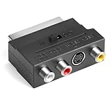 Scart auf 3X Cinch Buchsen IN/Out Umschalter + S-Video S-VHS AV Audio Video Adapter, Schwarz für Optimale Bild und Tonübertragung, AV Audio Video Adapter