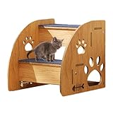 Haustiertreppe – Rutschfestes Hundetreppenbett, Katzentreppe aus Holz | langlebige Haustiertreppe, tragbare Treppe für große, mittelgroße und kleine Hunde, für den Innenbereich und bequemes Klettern