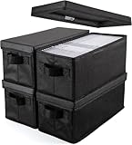 UENTIP CD Aufbewahrungsbox– 4 CD Tasche–CD Aufbewahrung Behälter für 30 CDs in vollen Schmucketui,60 CDs in schlanken Hüllen und 165 CDs in CD/DVD-Hüllen für Haus und Auto,Schwarz (4 Stück)