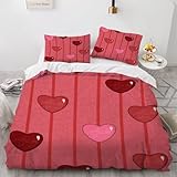 Generisch 3D Liebe Bettwäsche 220x240 cm 3teilig Liebe Bettbezug mit Reißverschluss 100% Mikrofaser Leicht Atmungsaktive Bettwaren Set mit 2 Kissenbezüge 50x75（Muster 30-5）