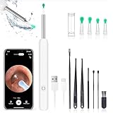 Miluna Ohrenreiniger, Miluna Pro Ohrenreiniger mit 1080P HD WiFi Kamera, IP67 Wasserdicht Ohrklar mit 6 LEDs, Ohrenschmalz Entferner Otoskop für iPhone, iPad und Android-Smartphones