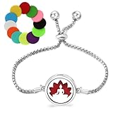 TIANXIAOQWE Aroma Medaillons Armreif Diffusor Edelstahl Armband Verstellbar Damen, Edelstahl, zirkonia