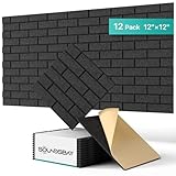 Soundproof Wall Panels Self-adhesive Acoustic Panels 12 Pack Brick Wall Panels Sound Absorbing Panel High Density Sound Dampening Panels for Wall Decoration and Acoustic Treatment 12'×12'×0.4'