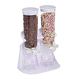 Relaxdays Müslispender doppelt, Cerealienspender für Müsli, Cornflakes, Süßigkeiten, Snackspender Kunststoff, weiß, 1 Stück
