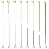 TOAOB 800 Stück Eye Pins Silber und Gold Metall Kettelstifte Nietstifte mit Öse Gemischte Größe für Ohrring Schmuckherstellung