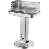 Holzkohlegrill edelstahl,Säulengrill,BBQ-Grill für Camping, Strand, Garten, Party,inkl 5-fach höhenverstellbarem Grillrost, Lüftungsregler,Aufbewahrungskorb, und Aschekasten, 57 * 38 * 89.5cm