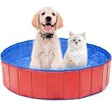 Hundepool, Hundepool für Kleine Hunde, Faltbar Hundepool, 60x20 cm Hunde Planschbecken, Planschbecken für Haustiere, PVC Hunde Pool, Katzenpool, Dog Sprinkler Pad, mit Rutschfestem Boden Ablassventil