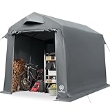 EVER ADVANCED Gerätehaus 9.8m³ Gerätezelt 190x230x225cm, 3000MM Wasserdichtes Geräteschuppen mit 2 Belüftungsöffnungen, Fahradgarage Fahrradschuppen Aufbewahrungsgarage Allzwecküberdachung, Grau