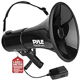 Pyle Megaphon mit Sirene, Signalhorn – Siren Megaphone – Signalhorn, Megafon Erwachsene 50 Watt, Faltbare Megaphone mit Sirene & Mikrofon, Lautstärke Einstellbar & Batteriebetrieben, Reichweite: 1100m
