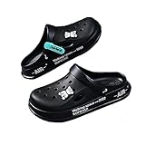 Heflashor Unisex Clogs Gartenclogs Damen Herren Weich Eva Gartenschuhe Hausschuhe Atmungsaktiv Badeschuhe rutschfest Strand Sandalen Gummischuhe(Schwarz，42/43 EU)