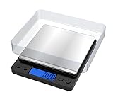 Ascher Digitale Taschenwaage, Ascher Digital Pro Taschenwaage mit hintergrundbeleuchtetem LCD-Display, Modus, Tara und PCS, 500 x 0,01 g, 2 Deckel im Lieferumfang enthalten, Mini-Lebensmittelwaage 500