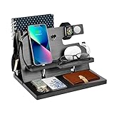Geschenke für Männer Holz Telefon Dockingstation Schreibtisch Nachttisch Organizer Herren Weihnachten Geschenk Ehemann Papa für Büro Aufbewahrung Geschenk für Männer Geburtstag