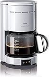 Braun Kaffeemaschine KF 47 WH - Filterkaffeemaschine mit Glaskanne für klassischen Filterkaffee, Aromatischer Kaffee dank OptiBrew-System, Tropfstopp, Abschaltautomatik, Weiß