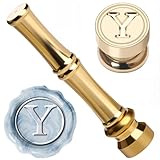 craspire Y Wachssiegelstempel Goldener Alphabet Wachssiegelstempel 15mm Metall Messing Retro Vintage Buchstaben Initialen Mini Siegel Mit Bambusstabförmigem Griff Für Valentinstags