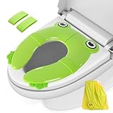 Grün Toilettensitzbezug Faltbarer Toilettentrainer für Kinder, Faltbarer Toilettensitz Kinder, Tragbar Kinder Toilettentrainer Sitz, WC Sitz Kleinkind Reise Töpfchentrainer mit Aufbewahrungstüte