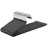SONGMICS Hosenbügel, 20er Set, Kleiderbügel, offenes Ende, multifunktional, rutschfest, 38 x 0,5 x 13 cm, schwarz CRI004-20