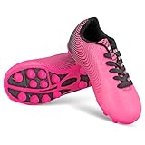 Vizari Stealth FG Fussballschuhe Kinder - Stollenschuhe Outdoor Fußballschuhe für Jungen & Mädchen - Rosa, Schwarz - Größe 36
