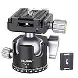 VIELKNOV Kugelkopf mit niedrigem Profil, 28-mm-Metall-Doppel-U-Nut-Panorama-Kugelkopf mit Arca 1/4 'Schnellwechselplatte für Stativ-Einbeinstativ-Schieber-DSLR-Kamera, maximale Belastung: 10 kg