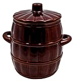 Keramikfass Sauerkrauttopf Rumtopf Gurkentopf Gärtopf Tontopf mit Deckel Einlegetopf aus Keramik Steingut Gurkentopf (3,2L)