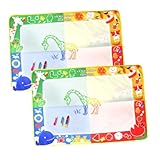 ZUNOXAZ Große Wasser Doodle Matte für Kleinkinder Wiederverwendbare Malmatte mit Wasserbasierter Malfunktion Tragbar und mit Wassergefülltem Stift für Kreative Beschäftigung Drinnen und