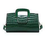Milya Damen Vintage Krokodil Lackleder Handtasche Clutch Henkeltasche Abendtasche Umhängetasche Ledertasche Schultertasche mit Schulteriemen Muttertaggeschenk, Lackleder Grün