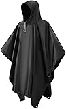 LEEPAT Wasserdicht Regenponcho Damen Herren, Leicht Atmungsaktiv Regencape, 2-in-1-wiederverwendbarer Regenmantel Regenschutz Regen Poncho für Wandern und Camping (Schwarz)