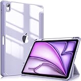 Fintie Hybrid Hülle für iPad Air 11 Zoll (M2) 2024, iPad Air 5 2022, iPad Air 4 2020 10.9 Zoll mit Stifthalter - Stoßfeste Schutzhülle mit transparenter Hartschale auf der Rückseite, Pastellviolett