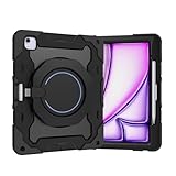 Tablet Tasche Kindertasche kompatibel mit iPad Air 13 Zoll (2024), 360° Drehgriff Tasche mit Ständer Dreiineinem, bruchsicher, stoßfest, Schulterriemen