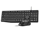 KOORUI Tastatur und Maus,Maus Tastatur Set Deutsches Layout QWERTZ mit 12 Funktionstasten Tastatur Maus Set für Windows,MacOS,Linux-Schwarz