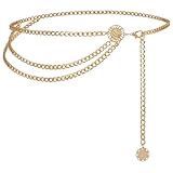 JasGood Mehrschichtiger Taillenkettengürtel Damen Verstellbare Body Link Gürtel für Jeanskleider,Gold,110cm