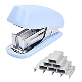 Volumoon Mini Tacker Set 26/6, Heftgerät Set, Stapler Klein, Hefter Klein Tragbar Heftgerät mit 830 Heftklammern, Manueller Tischhefter mit Heftklammern für Schulen Arbeitsplätze Familien (Blau)