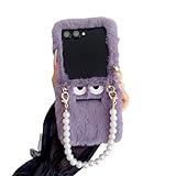 eglixu Schutzhülle für Samsung Galaxy Z Flip 7 (Version 2025), niedliches, witziges Plüschmonster-Muster, kreatives Design, Flip 7, stoßfest, für Mädchen und Jungen (Perlenkette)